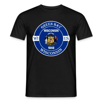 Green Bay Wisconsin Flagge USA Reise Souvenir Abzeichen - Männer T-Shirt - Schwarz - Vorne - AI Model Male 178 light (178cm)