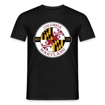 Columbia Maryland Flagge USA Reise Souvenir Abzeichen - Männer T-Shirt - Schwarz - Vorne - AI Model Male 178 light (178cm)