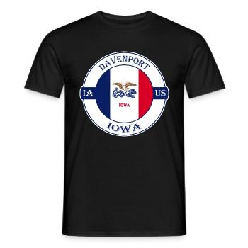 Davenport Iowa Flagge USA Reise Souvenir Abzeichen - Männer T-Shirt - Schwarz - Vorne - AI Model Male 178 light (178cm)