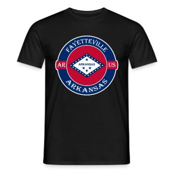 Fayetteville Arkansas Flag USA Souvenir Badge - Men's T-Shirt - black - Front - AI Model Male 178 light (178cm)