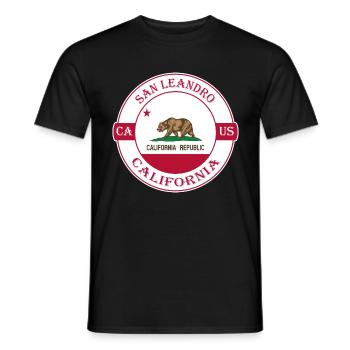 San Leandro California Flag USA Souvenir Badge - Men's T-Shirt - black - Front - AI Model Male 178 light (178cm)