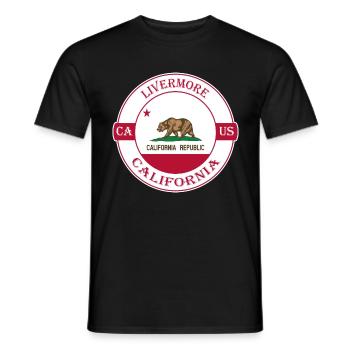 Livermore California Flag USA Souvenir Badge - T-shirt homme - noir - Devant - AI Model Male 178 light (178cm)