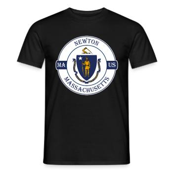 Newton Massachusetts Flagge USA Souvenir Abzeichen - Männer T-Shirt - Schwarz - Vorne - AI Model Male 178 light (178cm)