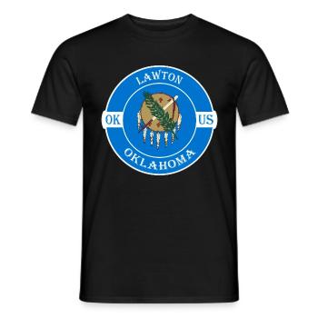 Lawton Oklahoma Flag USA Travel Souvenir Badge - Men's T-Shirt - black - Front - AI Model Male 178 light (178cm)