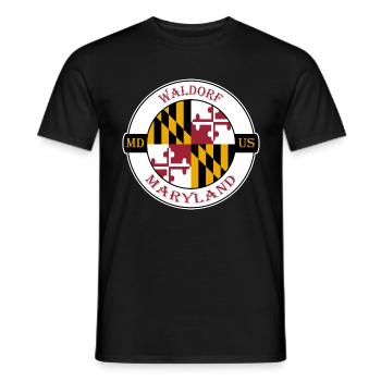 Waldorf Maryland Flagge USA Reise Souvenir Abzeichen - Männer T-Shirt - Schwarz - Vorne - AI Model Male 178 light (178cm)
