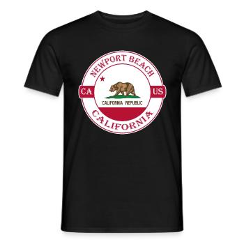 Newport Beach California Flag USA Souvenir Logo - Men's T-Shirt - black - Front - AI Model Male 178 light (178cm)