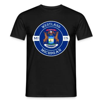 Westland Michigan Flagge USA Reise Souvenir Abzeichen - Männer T-Shirt - Schwarz - Vorne - AI Model Male 178 light (178cm)