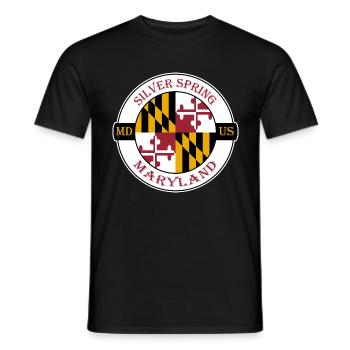 Silberner Frühling Maryland Flagge USA Souvenir Abzeichen - Männer T-Shirt - Schwarz - Vorne - AI Model Male 178 light (178cm)