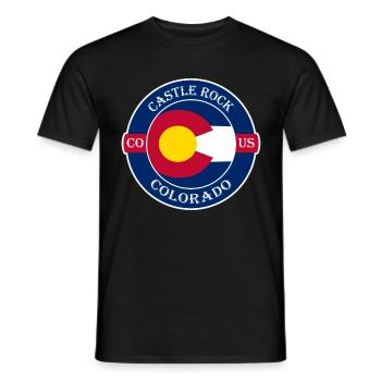 Castle Rock Colorado Flag USA Souvenir Badge - T-shirt homme - noir - Devant - AI Model Male 178 light (178cm)