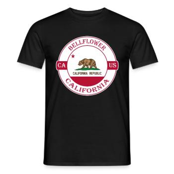 Glockenblume Kalifornien Flagge USA Souvenir Abzeichen - Männer T-Shirt - Schwarz - Vorne - AI Model Male 178 light (178cm)