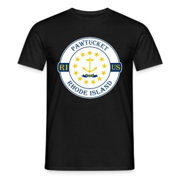 Pawtucket Rhode Island Flag USA Souvenir Badge - T-shirt homme - noir - Devant - AI Model Male 178 light (178cm)