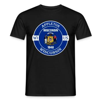 Appleton Wisconsin Flagge USA Reise Souvenir Abzeichen - Männer T-Shirt - Schwarz - Vorne - AI Model Male 178 light (178cm)