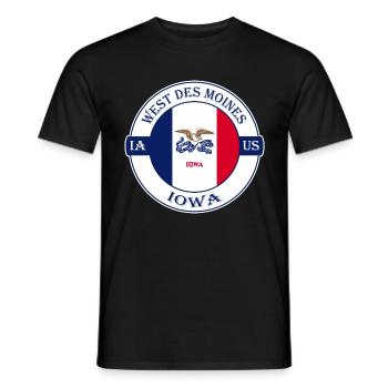 West Des ines Iowa Flag USA Souvenir Badge - Men's T-Shirt - black - Front - AI Model Male 178 light (178cm)