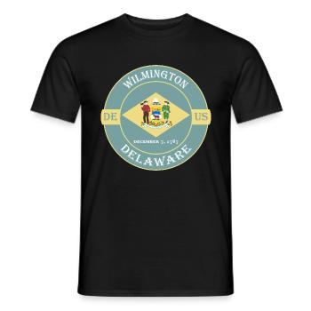 Wilmington Delaware Flagge USA Reise Souvenir Abzeichen - Männer T-Shirt - Schwarz - Vorne - AI Model Male 178 light (178cm)