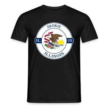 Skokie Illinois Flag USA Travel Souvenir Badge - T-shirt homme - noir - Devant - AI Model Male 178 light (178cm)