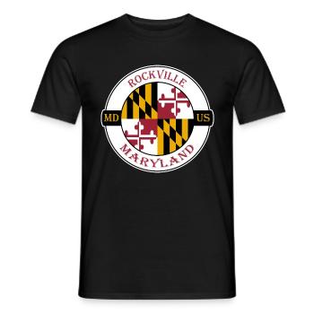 Rockville Maryland Flagge USA Reise Souvenir Abzeichen - Männer T-Shirt - Schwarz - Vorne - AI Model Male 178 light (178cm)