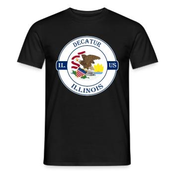 Decatur Illinois Flag USA Travel Souvenir Badge - Men's T-Shirt - black - Front - AI Model Male 178 light (178cm)
