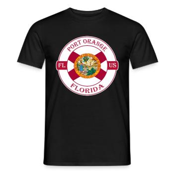 Port Orange Florida Flag USA Travel Souvenir Badge - Men's T-Shirt - black - Front - AI Model Male 178 light (178cm)