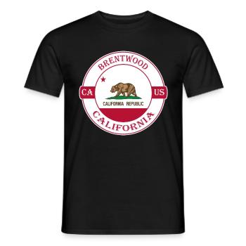 Brentwood California Flag USA Souvenir Badge - Men's T-Shirt - black - Front - AI Model Male 178 light (178cm)