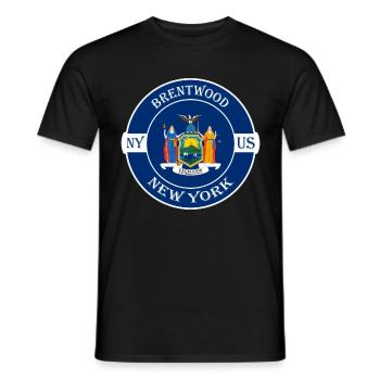 Brentwood New York Flag USA Travel Souvenir Badge - T-shirt homme - noir - Devant - AI Model Male 178 light (178cm)