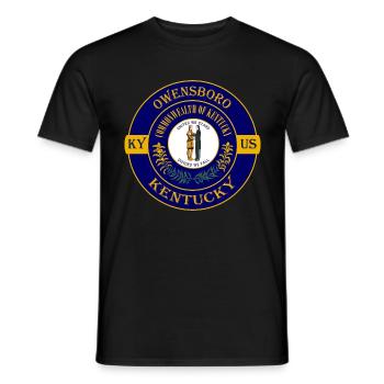 Owensboro Kentucky Flag USA Travel Souvenir Badge - Men's T-Shirt - black - Front - AI Model Male 178 light (178cm)