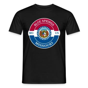 Blue Springs Missouri Flagge USA Souvenir Abzeichen - Männer T-Shirt - Schwarz - Vorne - AI Model Male 178 light (178cm)