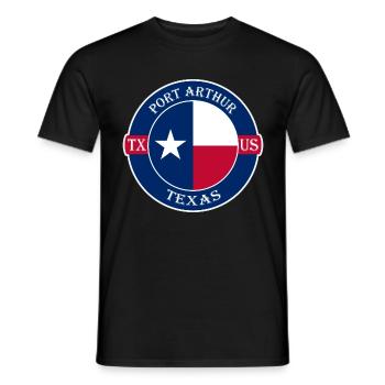 Port Arthur Texas Flag USA Travel Souvenir Badge - T-shirt homme - noir - Devant - AI Model Male 178 light (178cm)