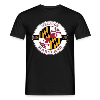 Wheaton Maryland Flagge USA Reise Souvenir Abzeichen - Männer T-Shirt - Schwarz - Vorne - AI Model Male 178 light (178cm)