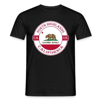 North Highlands California Flag USA Souvenir - Men's T-Shirt - black - Front - AI Model Male 178 light (178cm)