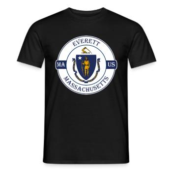Everett Massachusetts Flag USA Souvenir Badge - Men's T-Shirt - black - Front - AI Model Male 178 light (178cm)