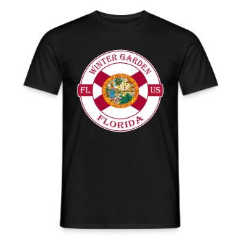 Winter Garden Florida Flagge USA Souvenir Abzeichen - Männer T-Shirt - Schwarz - Vorne - AI Model Male 178 light (178cm)