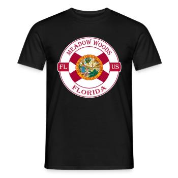 Meadow Woods Florida Flag USA Souvenir Badge - T-shirt homme - noir - Devant - AI Model Male 178 light (178cm)