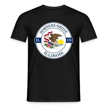 Downers Grove Illinois Flag USA Souvenir Badge - Men's T-Shirt - black - Front - AI Model Male 178 light (178cm)