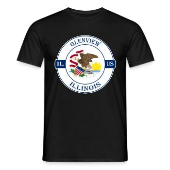 Glenview Illinois drapeau USA voyage souvenir badge - T-shirt homme - noir - Devant - AI Model Male 178 light (178cm)