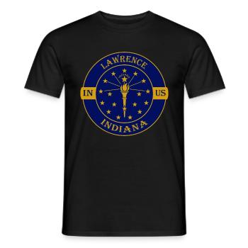 Lawrence Indiana Flagge USA Reise Souvenir Abzeichen - Männer T-Shirt - Schwarz - Vorne - AI Model Male 178 light (178cm)