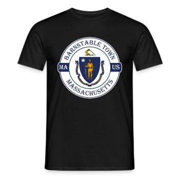 Barnstable Town Massachusetts Flag USA Souvenir - Men's T-Shirt - black - Front - AI Model Male 178 light (178cm)
