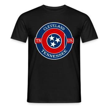 Cleveland Tennessee Flagge USA Reise Souvenir Abzeichen - Männer T-Shirt - Schwarz - Vorne - AI Model Male 178 light (178cm)