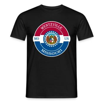 Wentzville Missouri Flagge USA Reise Souvenir Abzeichen - Männer T-Shirt - Schwarz - Vorne - AI Model Male 178 light (178cm)
