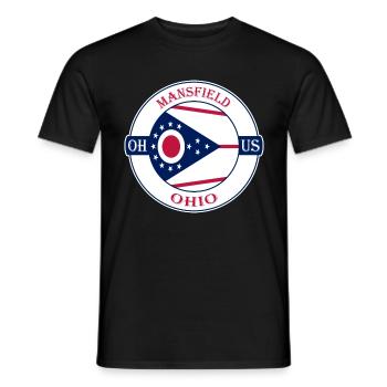 Mansfield Ohio Flagge USA Reise Souvenir Abzeichen - Männer T-Shirt - Schwarz - Vorne - AI Model Male 178 light (178cm)