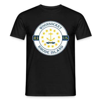 Woonsocket Rhode Island Flag USA Souvenir Badge - T-shirt homme - noir - Devant - AI Model Male 178 light (178cm)