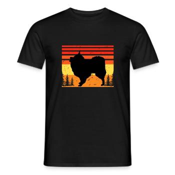 Volpino Italiano Hundeliebhaber Silhouette Retro Sonnenuntergang - Männer T-Shirt - Schwarz - Vorne - AI Model Male 178 light (178cm)
