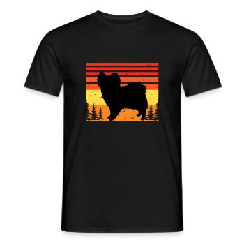 Papillon Dog Lover Silhouette Vintage Sunset - T-shirt homme - noir - Devant - AI Model Male 178 light (178cm)