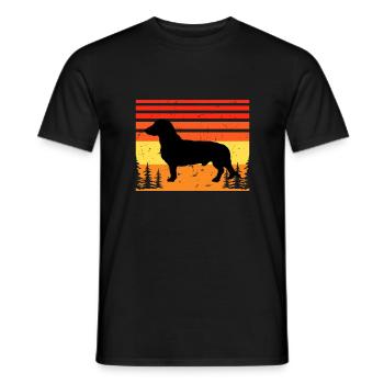 Westfälische Dachsbracke Hundesilhouette Retro Sonne - Männer T-Shirt - Schwarz - Vorne - AI Model Male 178 light (178cm)