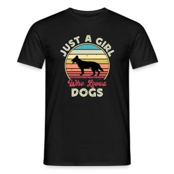 Berger Blanc Suisse Dog Silhouette Retro Sunset - Men's T-Shirt - black - Front - AI Model Male 178 light (178cm)