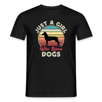 Beauceron Hundeliebhaber Silhouette Vintage Sonnenuntergang - Männer T-Shirt - Schwarz - Vorne - AI Model Male 178 light (178cm)