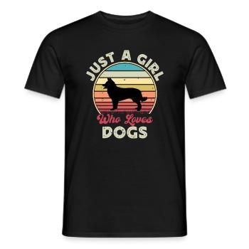 Chien de berger croate Amour Silhouette Rétro Coucher de soleil - T-shirt homme - noir - Devant - AI Model Male 178 light (178cm)