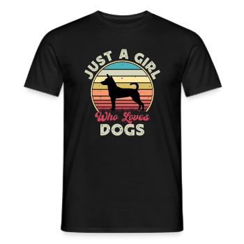 Decker Rat Terrier Hund Silhouette Retro Sonnenuntergang - Männer T-Shirt - Schwarz - Vorne - AI Model Male 178 light (178cm)