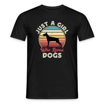 Doberman Dog Lover Silhouette Vintage Sunset - T-shirt homme - noir - Devant - AI Model Male 178 light (178cm)
