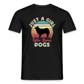 Isländischer Schäferhund Hund Silhouette Retro Sonnenuntergang - Männer T-Shirt - Schwarz - Vorne - AI Model Male 178 light (178cm)