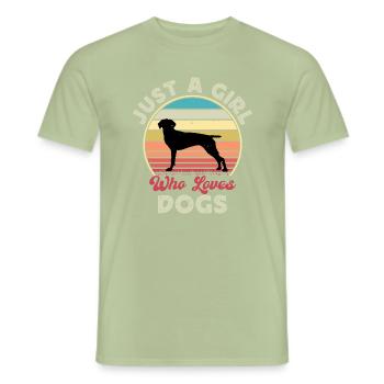 Old Danish Pointer Dog Silhouette Retro Sunset - Men's T-Shirt - sage - Front - AI Model Male 178 light (178cm)